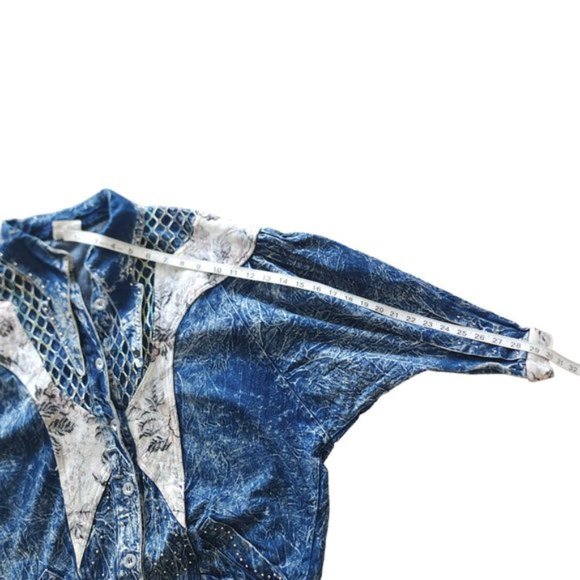 Vintage J Carreli Mixed Media Denim Acid Wash Jacket - Picture 8 of 11